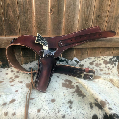 Western Revolver Belt Holster With Hammer Strap