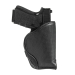 Black gecko grip pocket holster front view with compact low profile shape