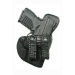 Black Leather IWB Holster With Dual Snap Straps front view showing forward cant and reinforced slide guard