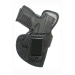 Black Leather IWB Holster With Shark Trim front view showing forward cant and reinforced slide guard