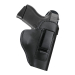 Black Leather IWB Holster With Steel Clip – front view showing smooth leather body and compact profile