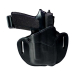 Black Leather Light Bearing OWB Holster front angle view with mounted light attached