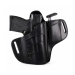 Black Leather Locking OWB Holster With Mag Pouch front view showing integrated magazine carrier