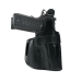 Black Leather OWB Holster With Thumb Break – angled view – molded leather retention