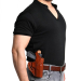 Black Premium Leather Shoulder And Belt Holster With Double Mag Pouch
