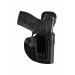 Black Leather Tuckable IWB Holster front view showing steel reverse J belt clip and leather extension