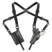 Black Leather Vertical Shoulder Holster with Double Magazine Pouch