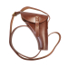 British military style leather shoulder holster with adjustable strap laid flat