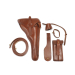 Brown leather artillery Luger holster with matching leather accessories and straps