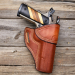 Brown Leather Avenger OWB Holster – front angle view – molded full grain leather holster with reinforced belt slot