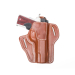 Brown leather concealed carry pancake holster OWB front view
