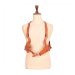 Brown leather dual pouch shoulder holster harness front view on mannequin