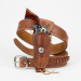 Brown Western Leather Revolver Holster Belt with Cartridge Loops – product front view – tooled brown leather holster, belt, buckle, and cartridge loop section