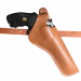 Brown leather two position cross draw holster with belt loop and thumb break retention