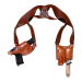 Brown leather horizontal shoulder holster with double mag carrier and adjustable harness
