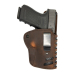 Brown Leather Hybrid OWB Holster With Reinforced Spine showing layered leather construction and belt slide slots