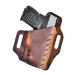 Brown Leather OWB Holster With Flex Vent showing vented leather body and belt slide slots