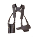 Brown leather shoulder harness holster with dual pouches shown without wearer