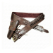 Brown leather western gun belt with holster and ammo loops on white background
