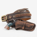 Brown Western Leather Revolver Holster Belt with Cartridge Loops – full product set – brown leather belt, holster, brass buckle, and cartridge loops