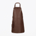 Brown top grain leather workshop apron front view with adjustable neck strap