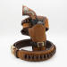 Brown Western Leather Revolver Holster Belt with Ammo Loops – front product view – revolver holster, rolled belt, buckle, and ammo loops
