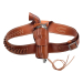 Brown Western Leather Revolver Holster Belt with Cartridge Loops – full product set – brown leather belt, holster, cartridge loops, and thigh tie lace