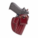 Burgundy Leather IWB Holster With Interchangeable Belt Loop front view showing stitched sight rail and molded leather