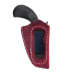 Burgundy Leather OWB Clip Holster front view with black metal clip and contrast stitching