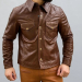Men’s Chocolate Lambskin Biker Shirt