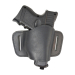 Compact Leather OWB Belt Slide Holster – black finish – front view with compact pistol inserted