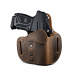 Distressed Brown LockLeather OWB Holster front angle view showing automatic locking retention system