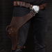 Han Solo Inspired Brown Leather Drop Leg Holster front view worn on body