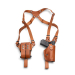 Handmade Tan Leather Vertical Shoulder Holster – Double Mag Pouch