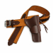 Handmade Western Leather Belt Holster – brown leather front view with side holster and looped belt detail