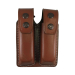 Double Magazine Brown Pouch for 9mm | Handmade Leather Dual Mag Holder | Fits Glock, Beretta, Sig, CZ, Taurus, S&W