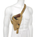Khaki Canvas Shoulder Holster With Revolver On Mannequin Front View