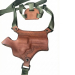 Brown Leather Revolver Chest Holster with Thumb Break Retention