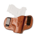 Leather double clip IWB holster front view showing dual metal clips and molded profile
