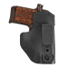 Leather IWB holster shown in black with tuckable clip front view