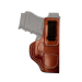 Tan leather IWB tuck holster with comfort tab and spring steel belt clip