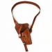 Leather chest holster harness laid flat showing full strap configuration