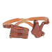 Light Brown Leather Horizontal Shoulder Holster Rig full set showing holster, double magazine carrier, and harness