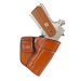 Light Brown Leather IWB Holster With Offset Loop front view showing molded leather body and reinforced mouth