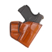 Light Brown Leather Slim IWB Holster front view showing molded leather body and slim profile