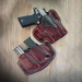 Mahogany leather OWB holster and magazine carrier combo handcrafted from vegetable tanned cowhide