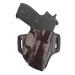 Mahogany Leather OWB Belt Holster With Offset Seam front view showing molded leather body and open top