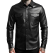 Men’s Quilted Snap-Front Leather Shirt