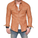 Men’s Brown Lambskin Leather Shirt