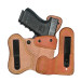 Natural Leather Adjustable IWB Holster With Dual Clips front view showing wide platform and molded holster body